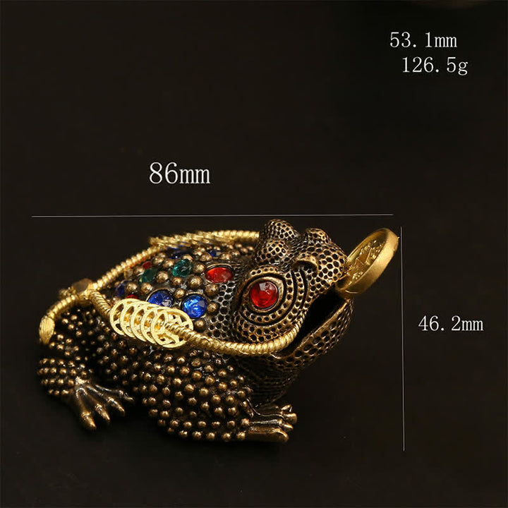 Buddha Stones Grenouille à trois pattes en laiton, symbole de richesse et de fortune - image 11