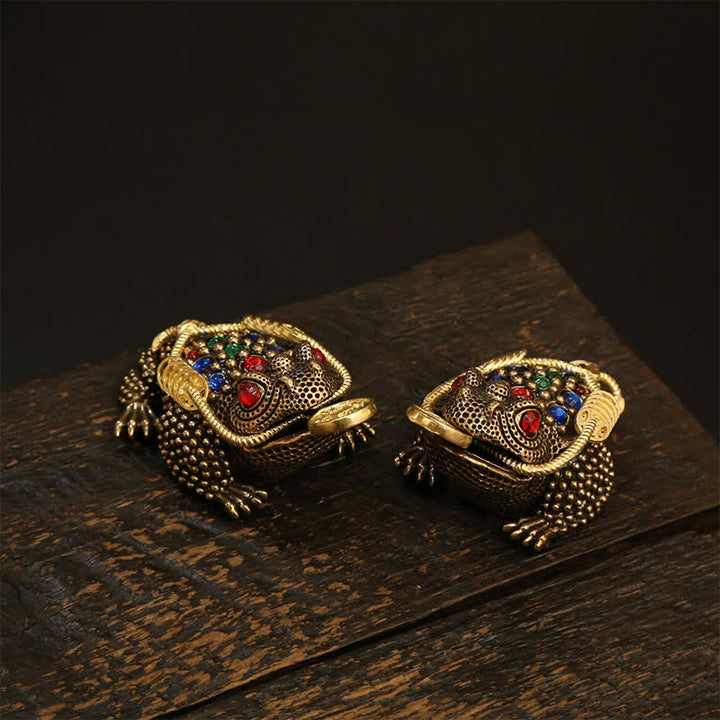 Buddha Stones Grenouille à trois pattes en laiton, symbole de richesse et de fortune - image 15