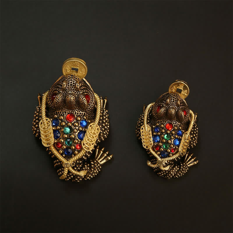 Buddha Stones Grenouille à trois pattes en laiton, symbole de richesse et de fortune - image 13