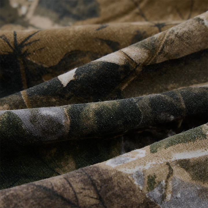 Buddha Stones Short d'été décontracté et athlétique pour homme, en coton ramie, avec cordon de serrage, motif camouflage à feuilles et poches. - image 9