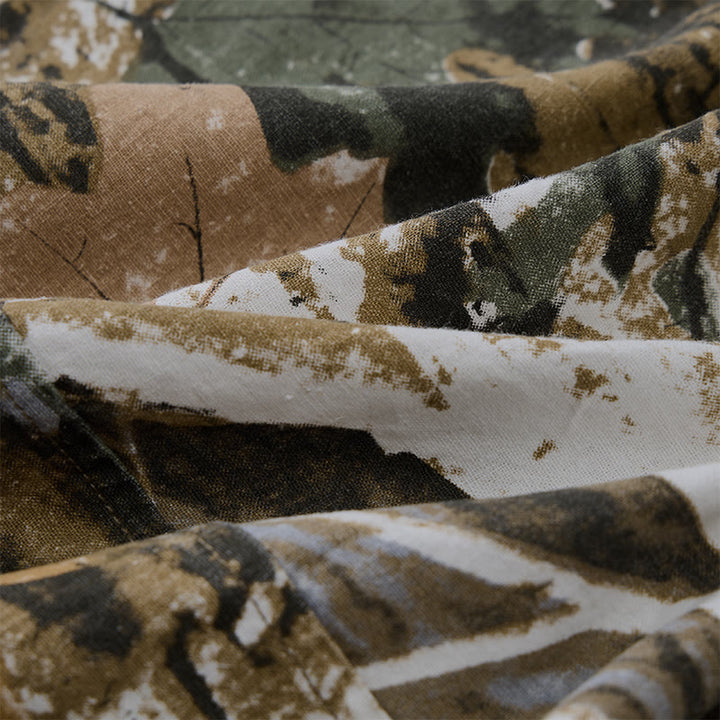 Buddha Stones Short d'été décontracté et athlétique pour homme, en coton ramie, avec cordon de serrage, motif camouflage à feuilles et poches. - image 17