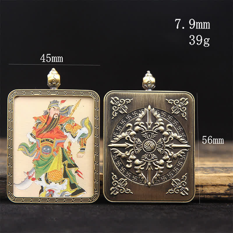 Buddha Stones Collier Thangka à pompon tressé et protection du Seigneur Guan en cuivre - image 25