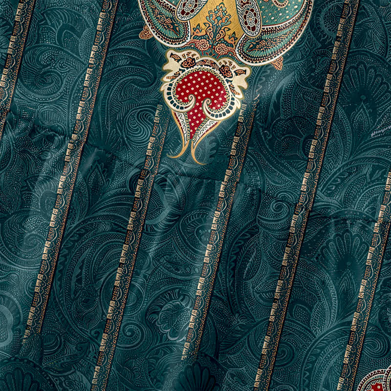 Buddha Stones Robe midi d'été décontractée pour femme, à motif cachemire persan et bordure, sans manches, avec poches - image 1