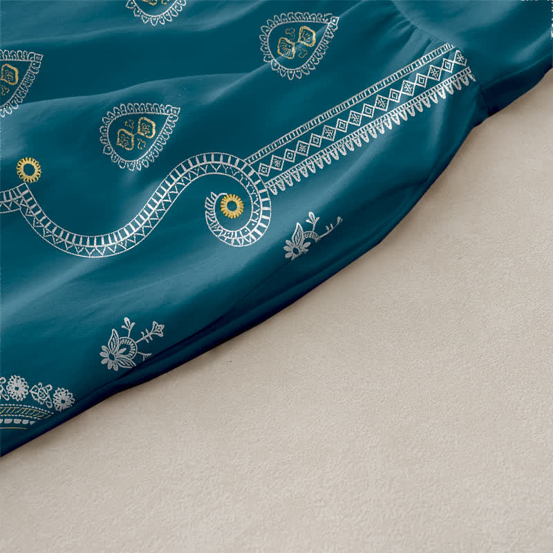 Buddha Stones Robe midi d'été décontractée bohème à motif cachemire médaillon, sans manches et avec poches, pour femme - image 2