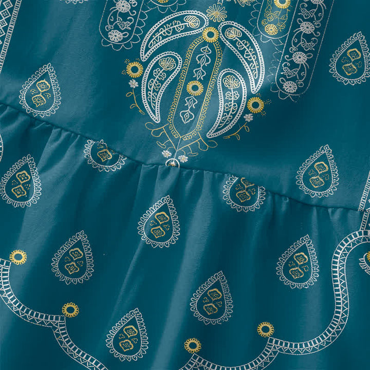 Buddha Stones Robe midi d'été décontractée bohème à motif cachemire médaillon, sans manches et avec poches, pour femme - image 1