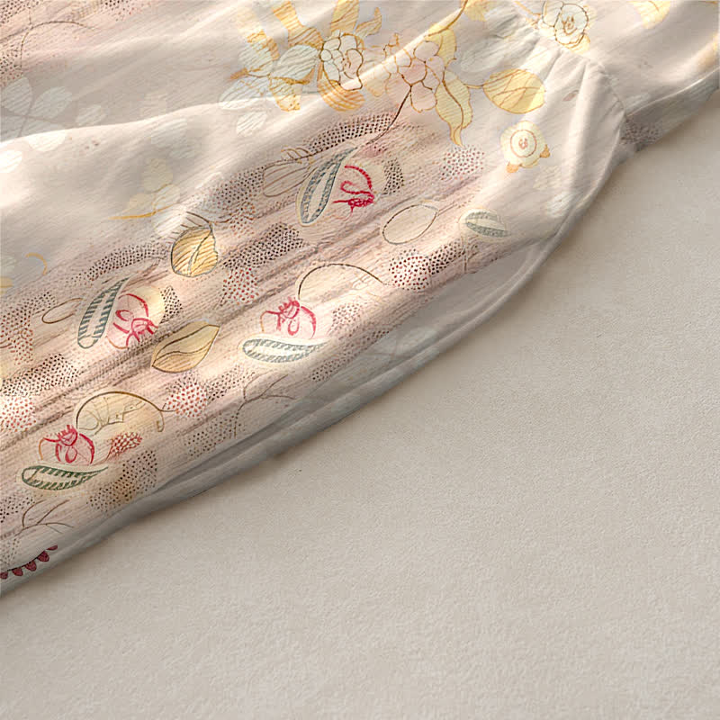 Buddha Stones Robe midi d'été décontractée et vintage pour femme, sans manches, à motifs floraux et feuilles, avec poches. - image 2