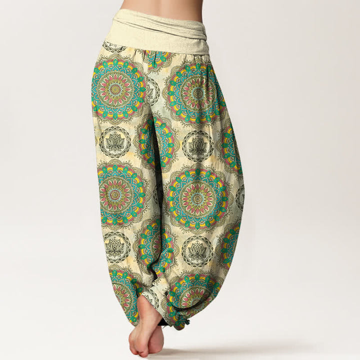 Buddha Stones Pantalon harem en coton à motif mandala bohème et taille élastique pour femme - image 2