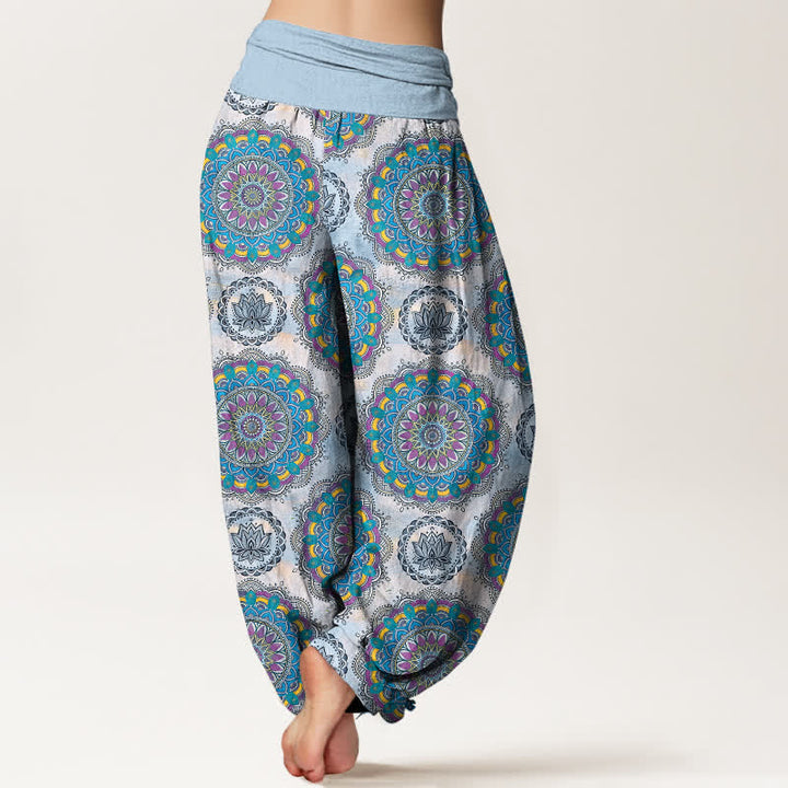 Buddha Stones Pantalon harem en coton à motif mandala bohème et taille élastique pour femme - image 7