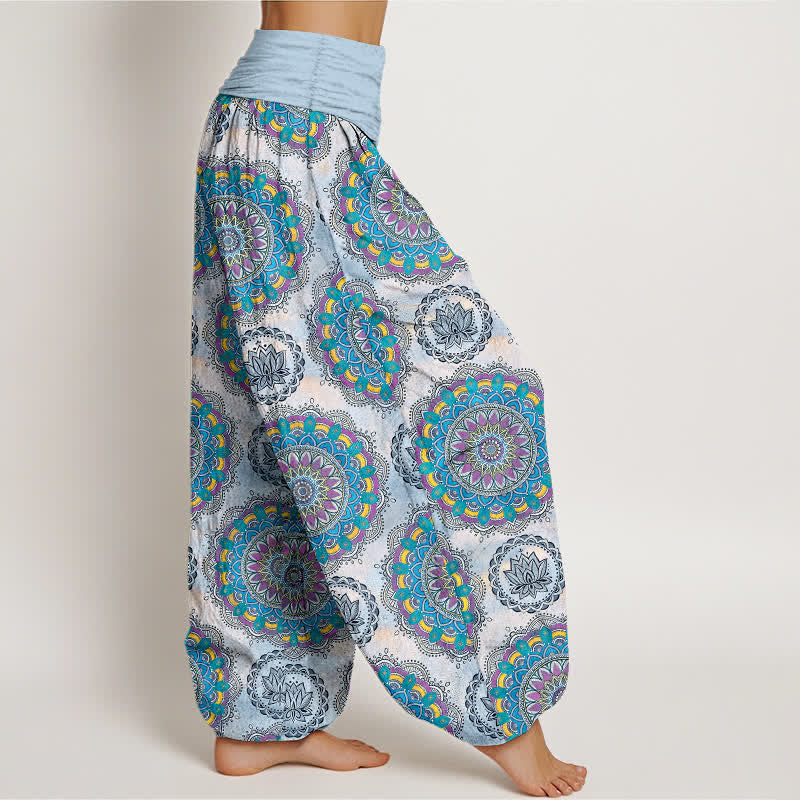 Buddha Stones Pantalon harem en coton à motif mandala bohème et taille élastique pour femme - image 6