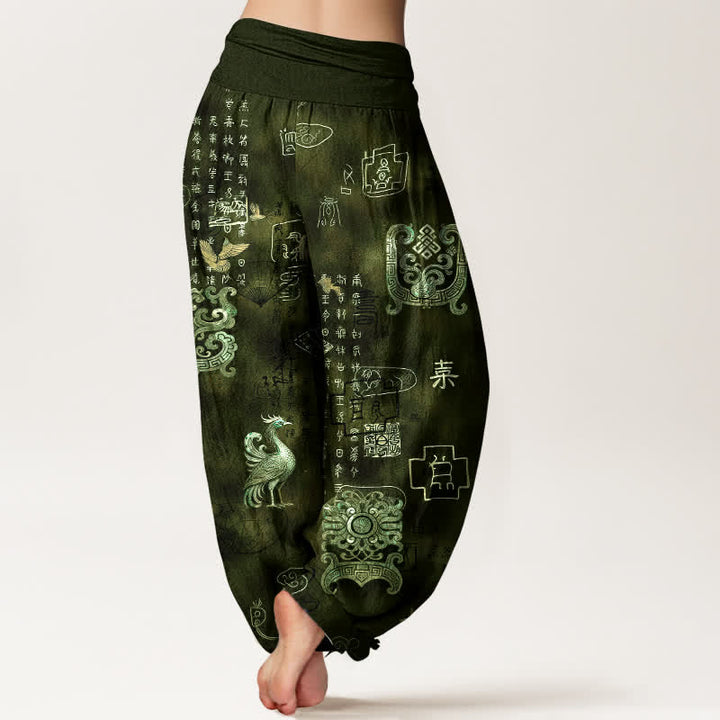 Buddha Stones Pantalon harem à taille élastique pour femme, en coton, motif nuage de phénix - image 7