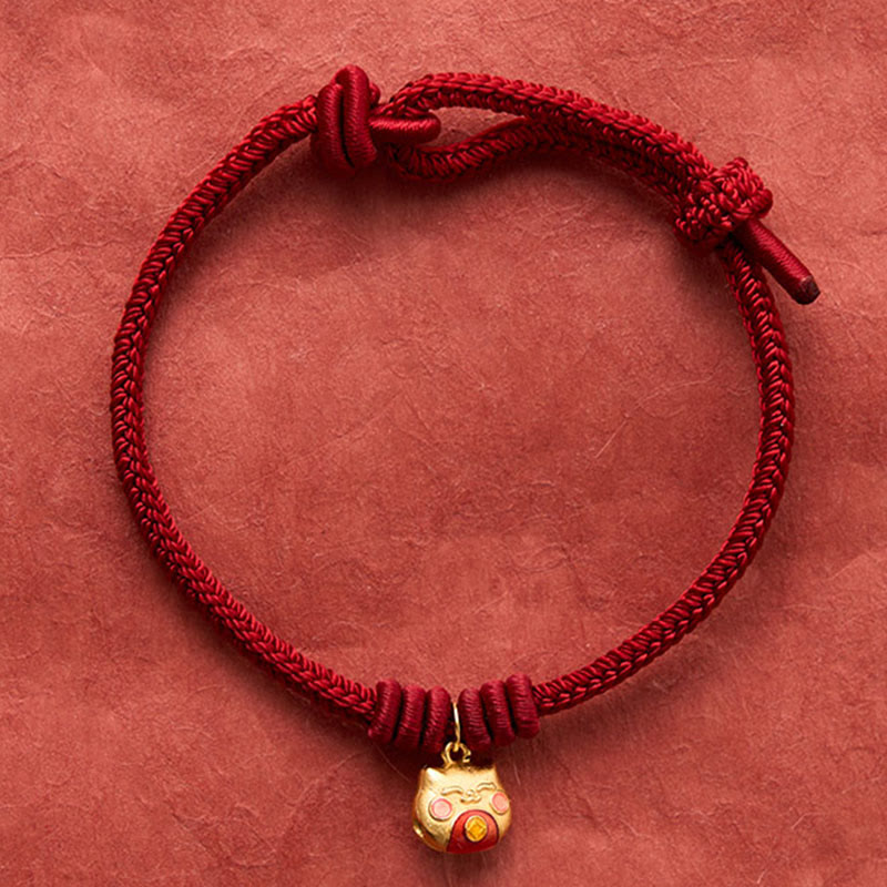 Buddha Stones Bracelet de protection chat en argent sterling 925 plaqué or et cordon rouge - image 13