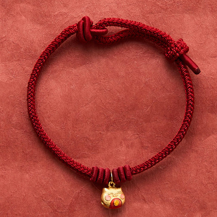 Buddha Stones Bracelet de protection chat en argent sterling 925 plaqué or et cordon rouge - image 13