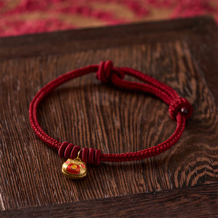 Buddha Stones Bracelet de protection chat en argent sterling 925 plaqué or et cordon rouge - image 12