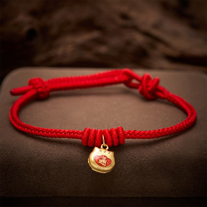 Buddha Stones Bracelet de protection chat en argent sterling 925 plaqué or et cordon rouge - image 4