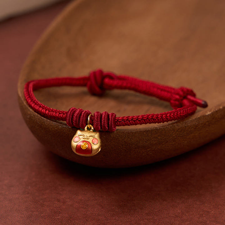 Buddha Stones Bracelet de protection chat en argent sterling 925 plaqué or et cordon rouge - image 11
