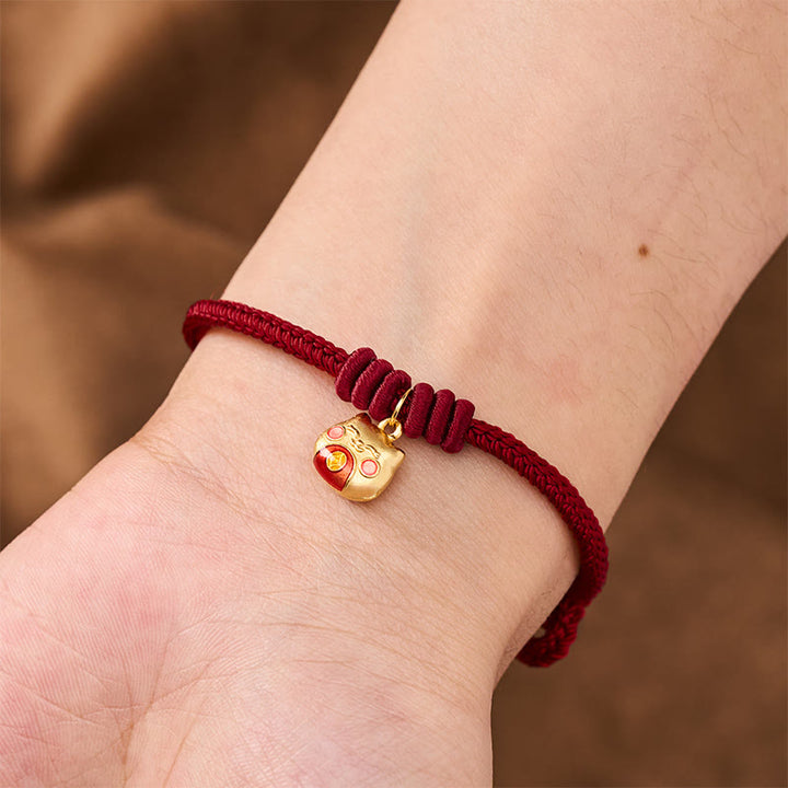 Buddha Stones Bracelet de protection chat en argent sterling 925 plaqué or et cordon rouge - image 15