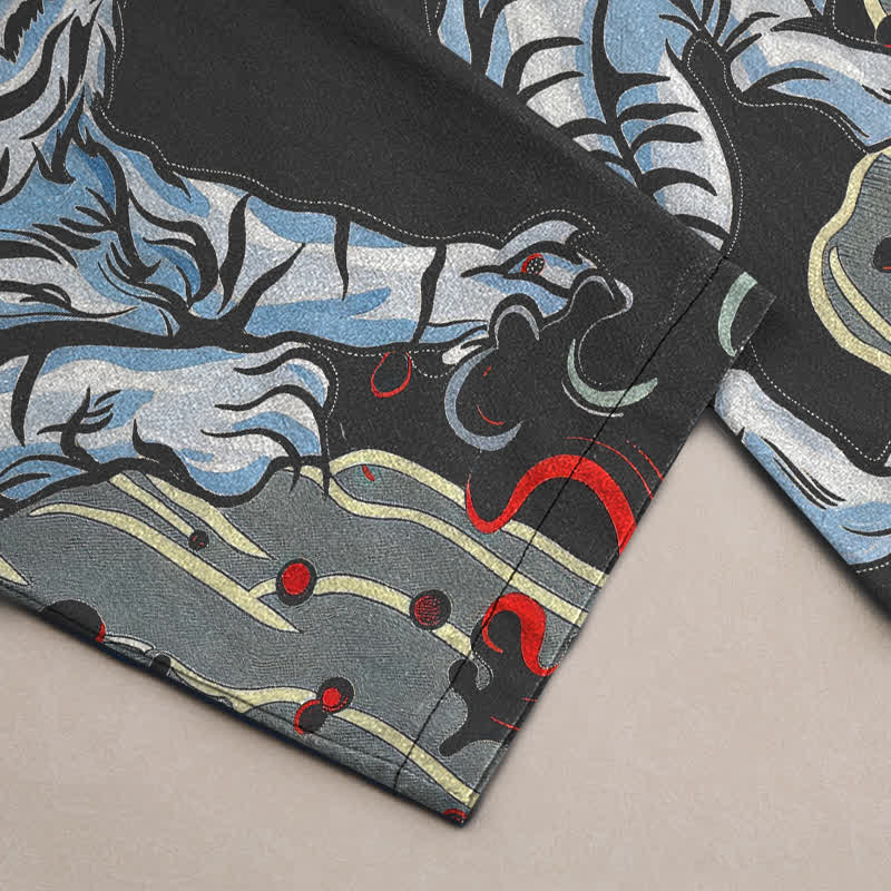 Buddha Stones Pantalon fuselé pour homme en coton blanc à motif nuage de tigre, avec poches - image 2