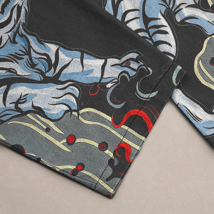 Buddha Stones Pantalon fuselé pour homme en coton blanc à motif nuage de tigre, avec poches - image 2