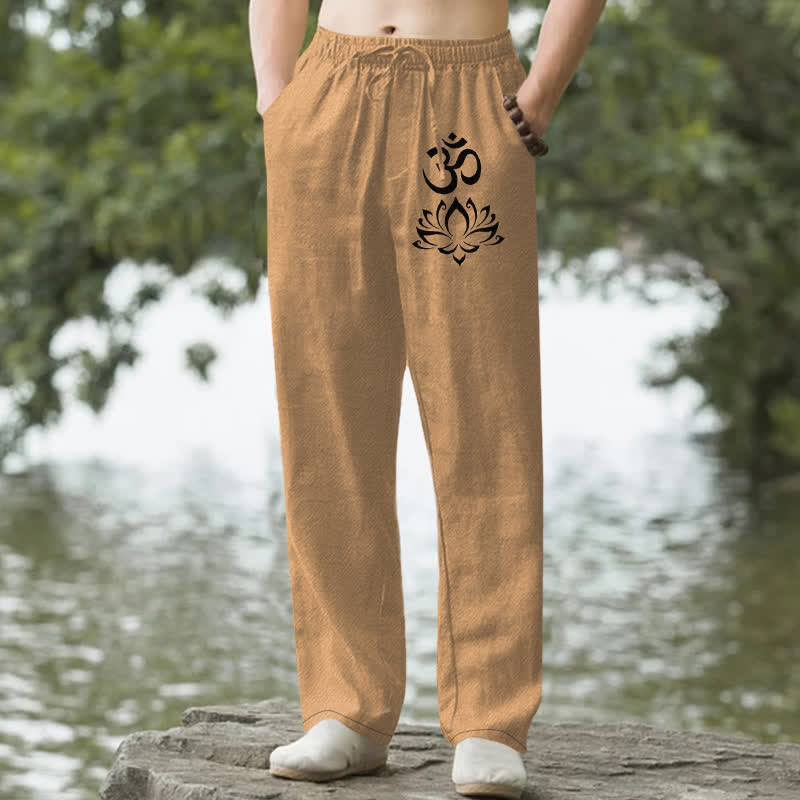 Buddha Stones Pantalon fuselé pour homme en coton à motif lotus Om avec poches - Pérou - US/UK/AU50，EU60 (5XL) - image 4