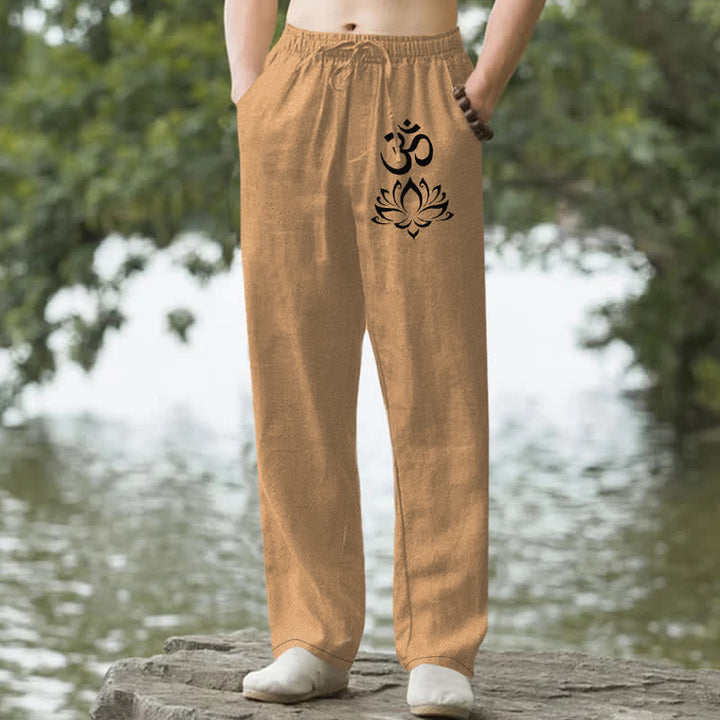 Buddha Stones Pantalon fuselé pour homme en coton à motif lotus Om avec poches - Pérou - US/UK/AU50，EU60 (5XL) - image 4