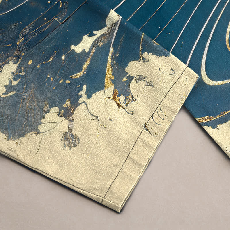 Buddha Stones Pantalon fuselé pour homme en coton à motif vague de dragon doré avec poches - image 2
