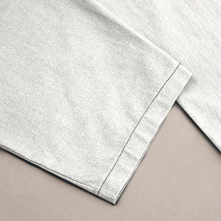 Buddha Stones Pantalon fuselé pour homme en coton blanc à motif de vagues et grues, avec poches - image 2