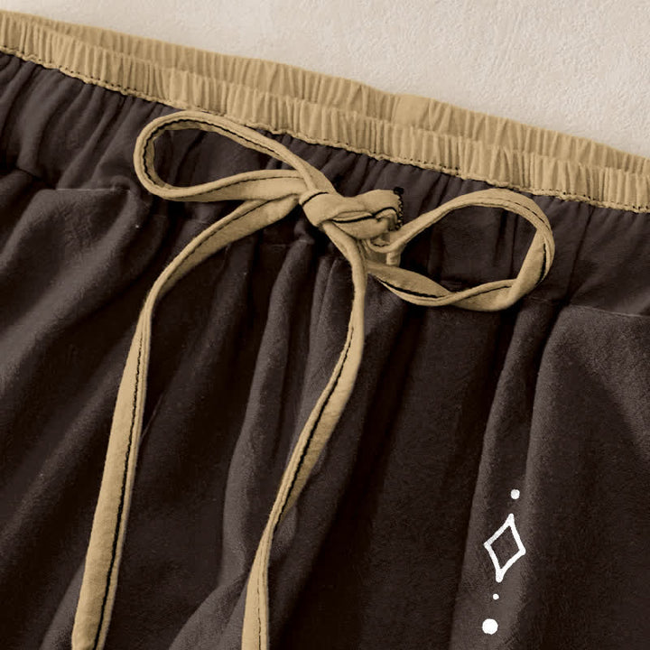 Buddha Stones Pantalon pour femme en pur coton, motif lotus zen om, taille élastique et poches - image 5