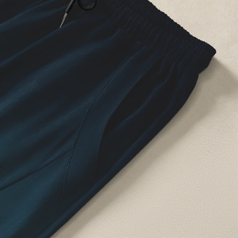 Buddha Stones Pantalon fuselé pour homme en pur coton à motif ethnique ondulé, cordon de serrage et poches - image 4