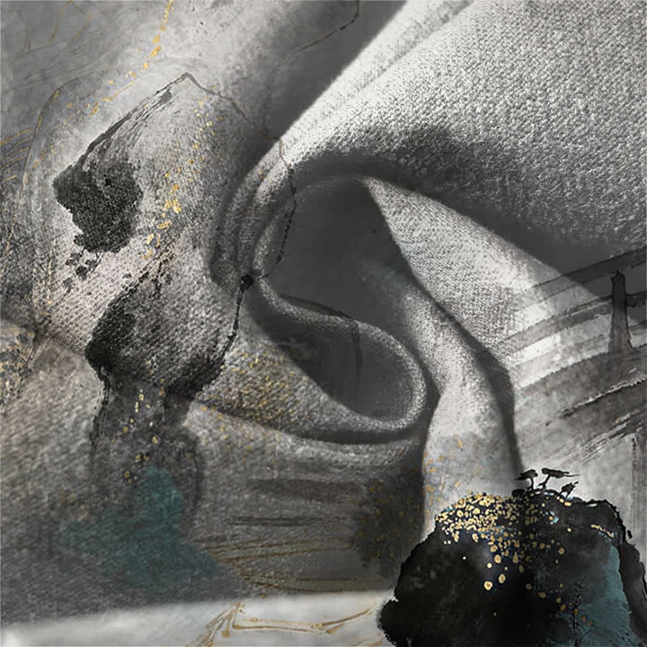 Buddha Stones Pantalon fuselé pour homme en pur coton, motif bambou, paysage imprimé à l'encre, cordon de serrage et poches - image 6