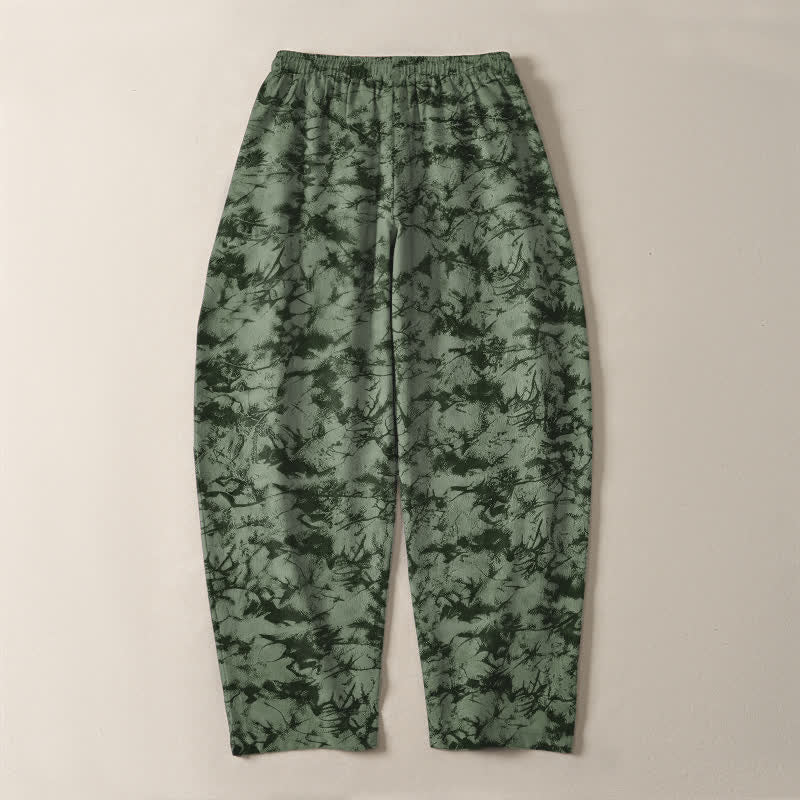 Buddha Stones Pantalon fuselé pour homme en pur coton, motif camouflage marbré foncé, cordon de serrage et poches - image 10