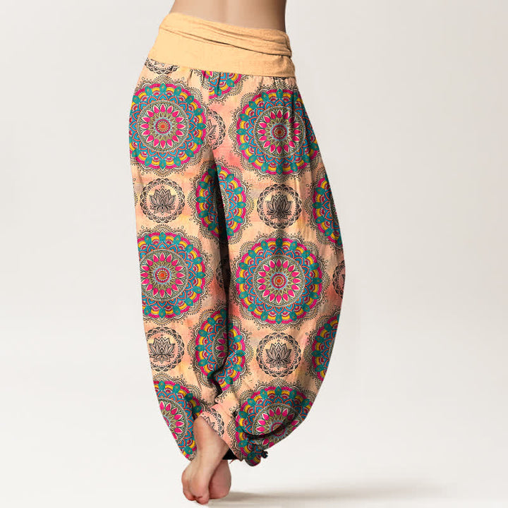 Buddha Stones Pantalon harem en coton à motif mandala bohème et taille élastique pour femme - image 10
