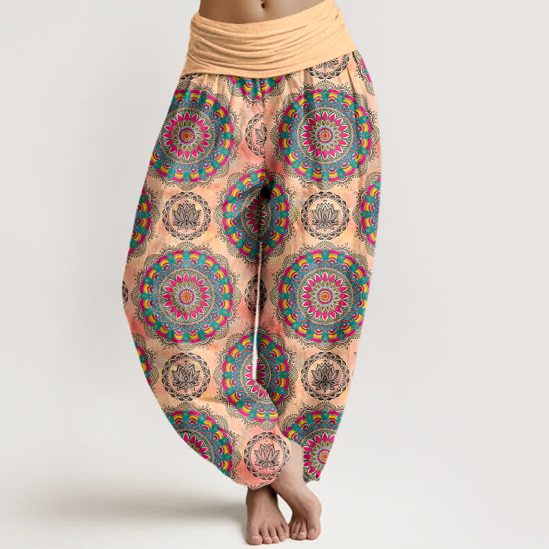 Buddha Stones Pantalon harem en coton à motif mandala bohème et taille élastique pour femme - PeachPuff - US16，UK/AU20，EU48 (3XL) - image 8