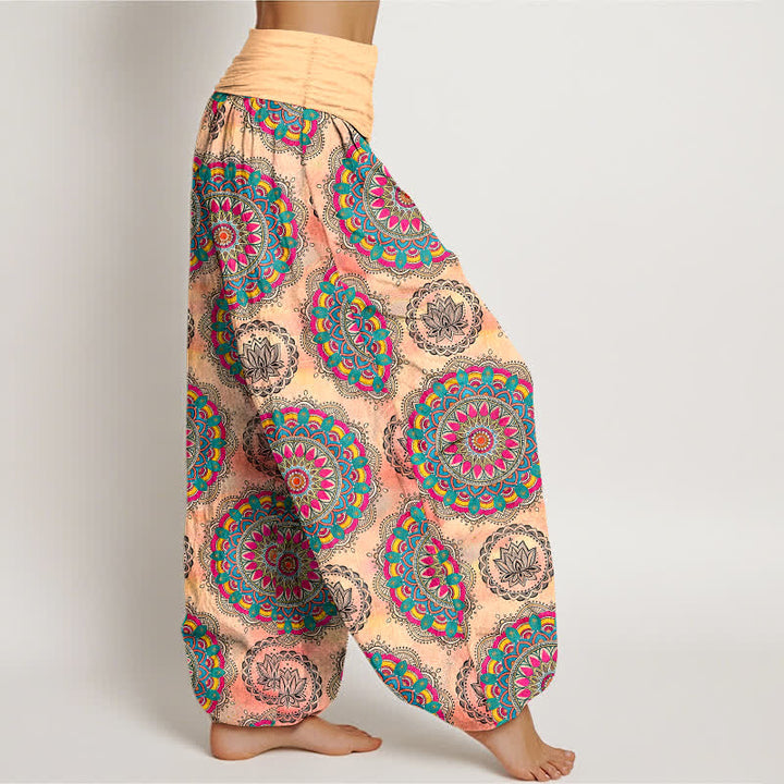 Buddha Stones Pantalon harem en coton à motif mandala bohème et taille élastique pour femme - image 9