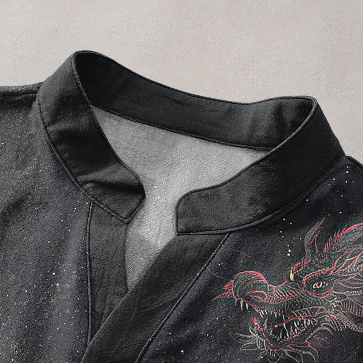 Buddha Stones Chemise à manches courtes pour homme en coton à motif nuage Yin Yang - image 2