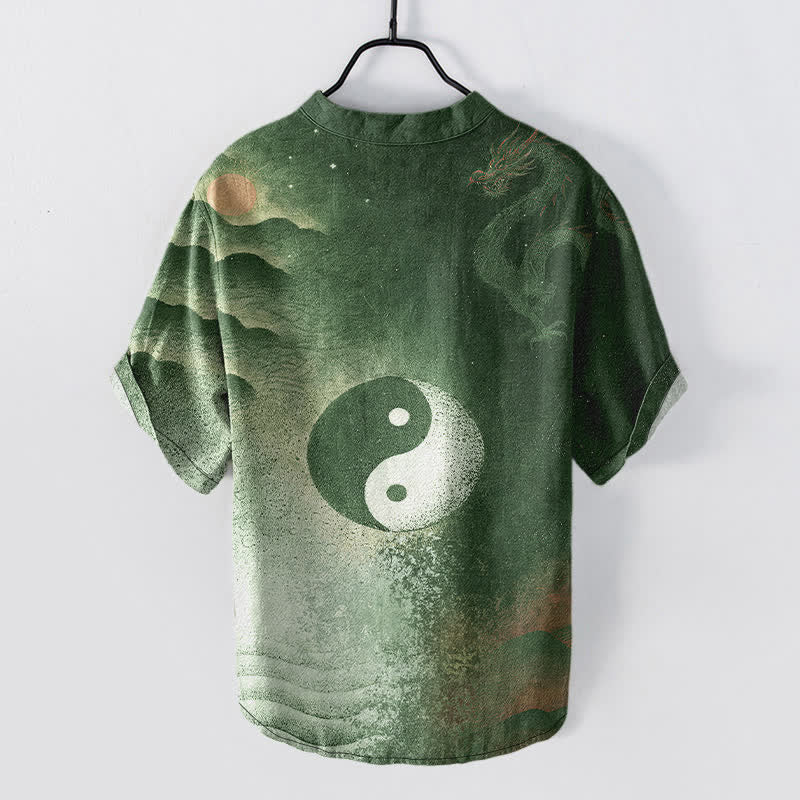 Buddha Stones Chemise à manches courtes pour homme en coton à motif nuage Yin Yang - image 8
