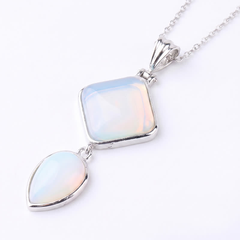 Buddha Stones Collier apaisant avec pendentif double en opale de pierre naturelle - Opale - image 12