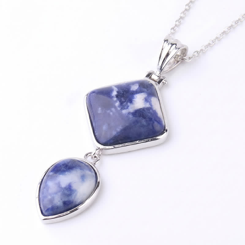 Buddha Stones Collier apaisant avec pendentif double en opale de pierre naturelle - Sodalite - image 37