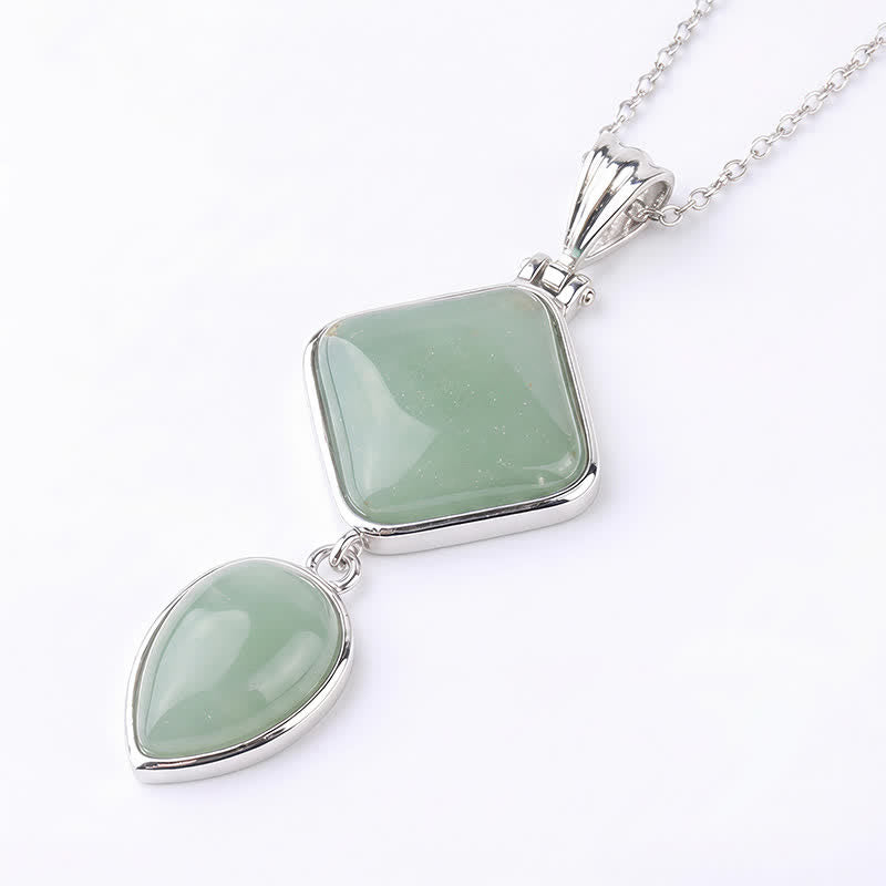Buddha Stones Collier apaisant avec pendentif double en opale de pierre naturelle - Aventurine verte - image 26