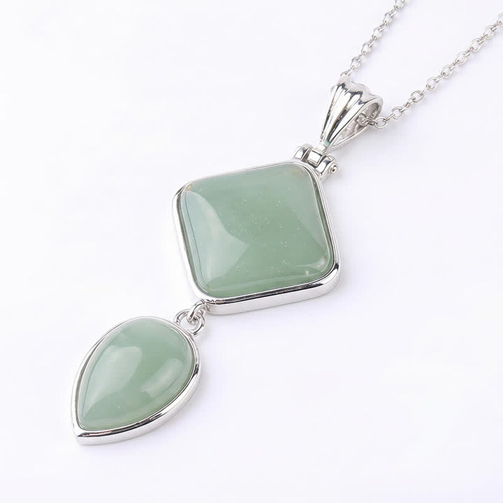 Buddha Stones Collier apaisant avec pendentif double en opale de pierre naturelle - Aventurine verte - image 26