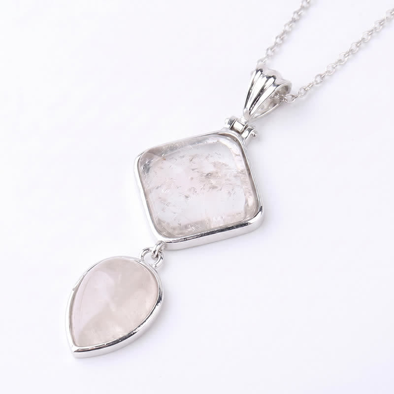 Buddha Stones Collier apaisant avec pendentif double en opale de pierre naturelle - Quartz clair - image 28