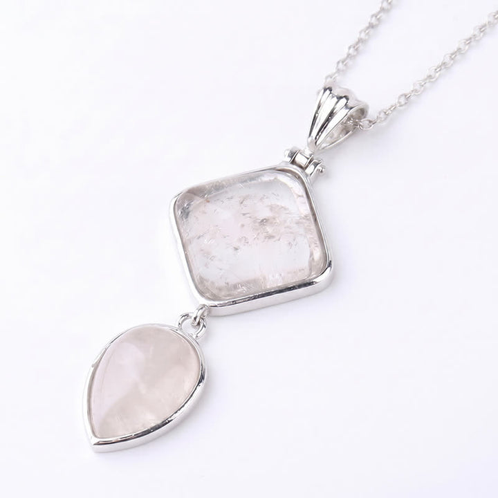 Buddha Stones Collier apaisant avec pendentif double en opale de pierre naturelle - Quartz clair - image 28