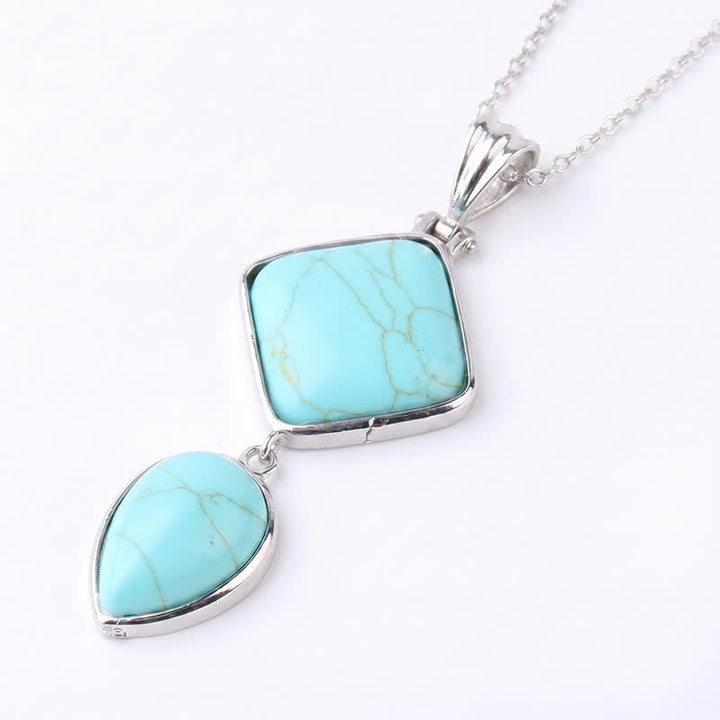 Buddha Stones Collier apaisant avec pendentif double en opale de pierre naturelle - Turquoise - image 39