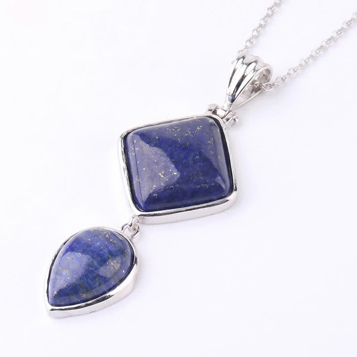 Buddha Stones Collier apaisant avec pendentif double en opale de pierre naturelle - Lapis lazuli - image 18
