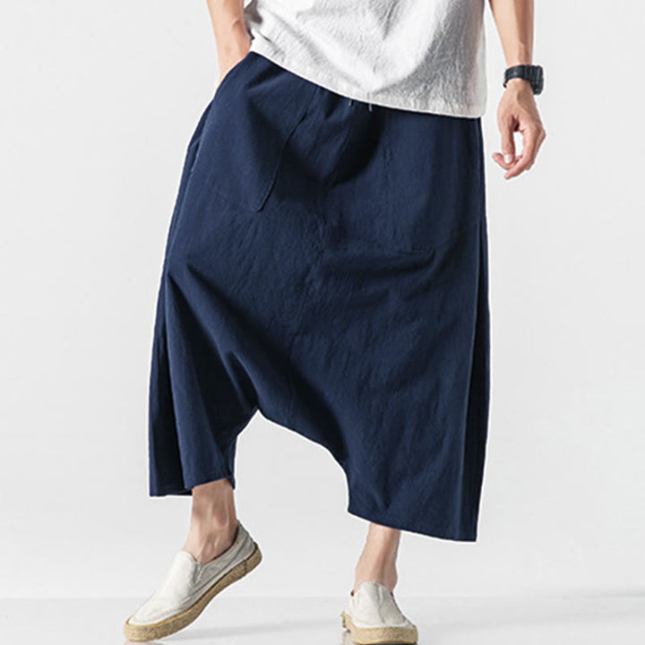 Pantalon homme décontracté à entrejambe basse, cordon de serrage, longueur 7-8, jambes larges, poches, motif Buddha Stones - image 6