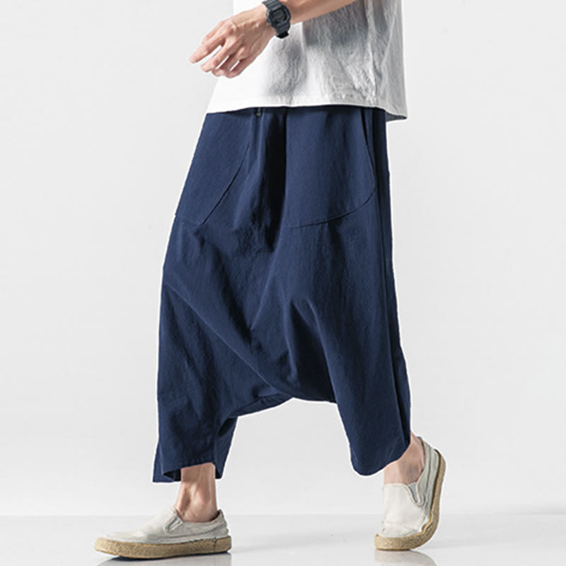 Pantalon homme décontracté à entrejambe basse, cordon de serrage, longueur 7-8, jambes larges, poches, motif Buddha Stones - image 5