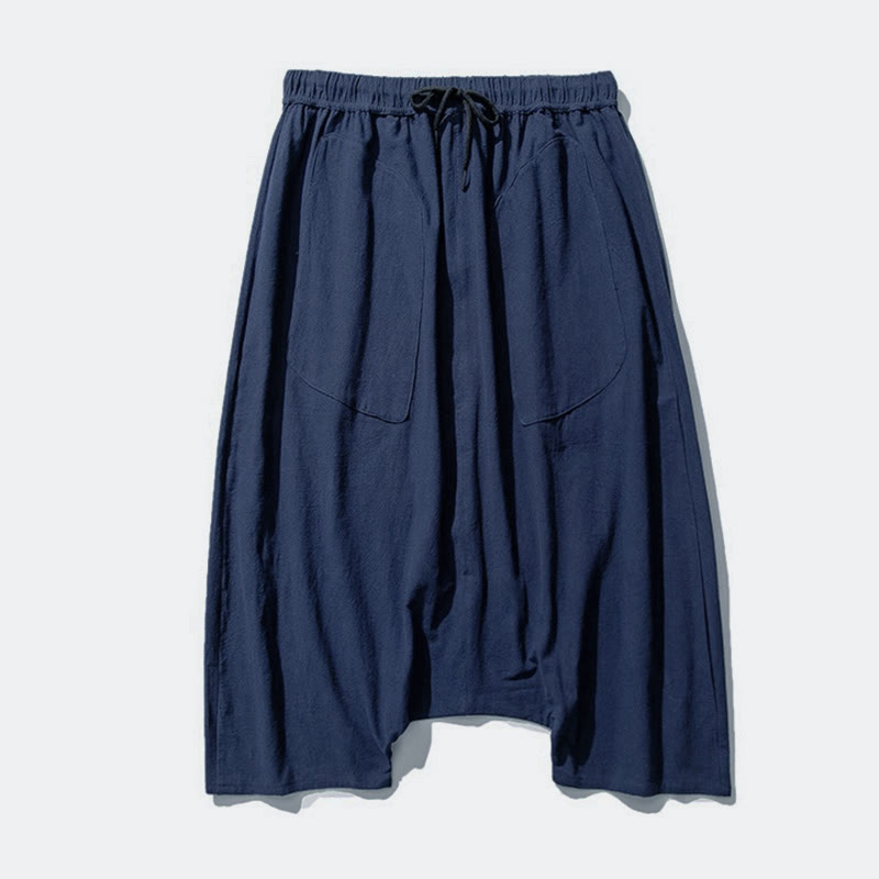 Pantalon homme décontracté à entrejambe basse, cordon de serrage, longueur 7-8, jambes larges, poches, motif Buddha Stones - image 8
