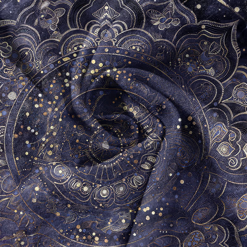 Buddha Stones Chemise à manches courtes pour homme en coton à motif mandala doré et galaxie, demi-boutonnée - image 4