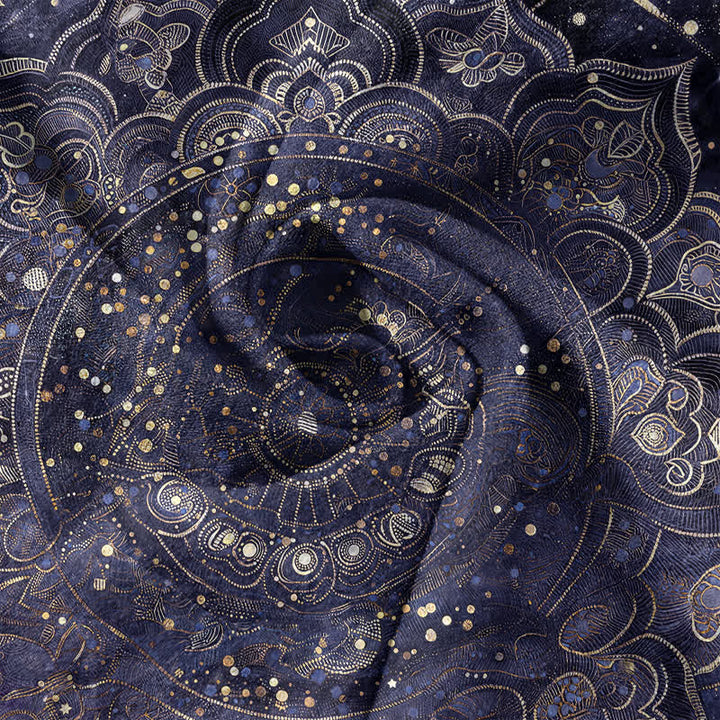 Buddha Stones Chemise à manches courtes pour homme en coton à motif mandala doré et galaxie, demi-boutonnée - image 4