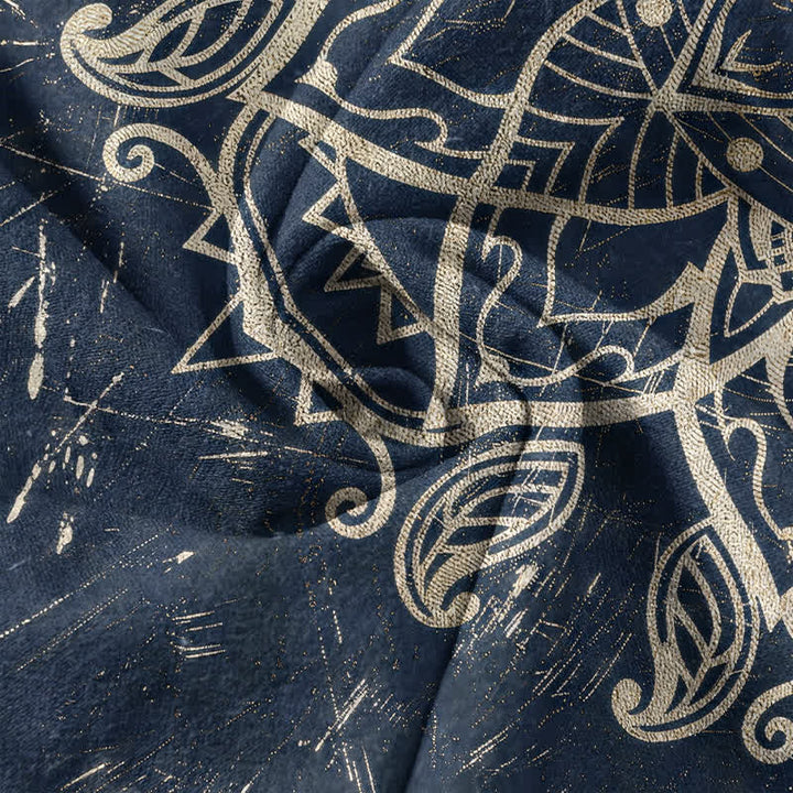 Buddha Stones Chemise homme à manches courtes et demi-boutons, en coton vintage à motif floral mandala - image 4