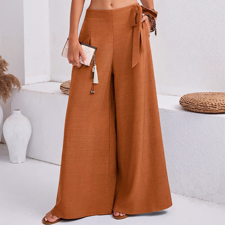 Pantalon large pour femme, style rétro décontracté, à cordon de serrage et poches, motif Buddha Stones, idéal pour le printemps. - Orange - US14，UK/AU18，EU46 (2XL) - image 14
